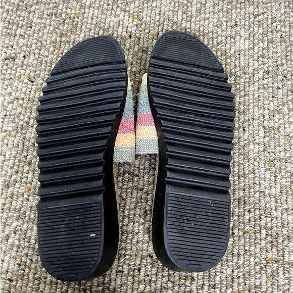 Connie Wedge Slide Sandal Size 11M Natural Pastel Colors Multicolor Top - Picture 3 of 3